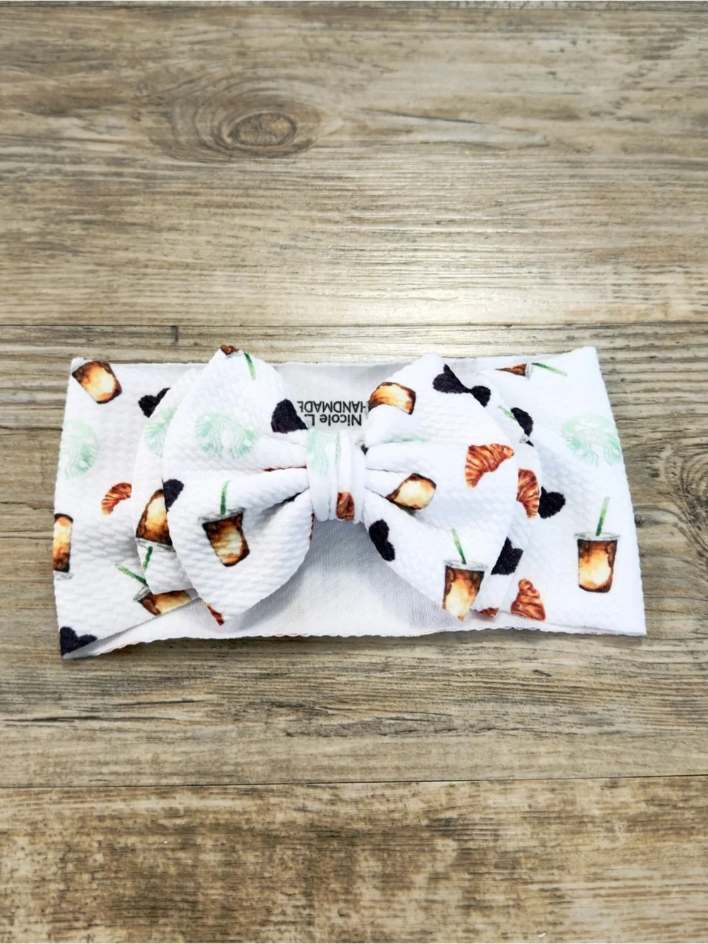 Big Bow Headband Baby Girl 0-3M Green White Coffee Inspired